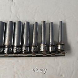 Snap On 11pc 1/4 Drive 6 Point Metric Deep Socket Set, 4mm to 14mm