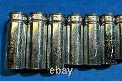 Snap-On 11pc 3/8 Dr 12 Point Metric Flank Drive Deep Socket Set 9-19mm Banded