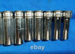 Snap-On 11pc 3/8 Dr 12 Point Metric Flank Drive Deep Socket Set 9-19mm Banded