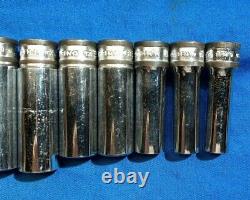 Snap-On 11pc 3/8 Dr 12 Point Metric Flank Drive Deep Socket Set 9-19mm Banded