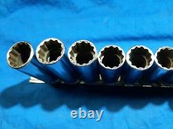 Snap-On 11pc 3/8 Dr 12 Point Metric Flank Drive Deep Socket Set 9-19mm Banded