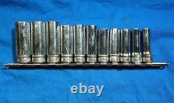 Snap-On 11pc 3/8 Dr 12 Point Metric Flank Drive Deep Socket Set 9-19mm Banded