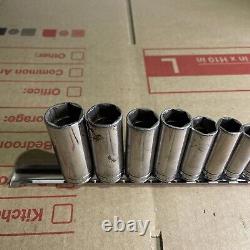 Snap On 11pc 3/8 Drive 6-Point Deep SAE Chrome Socket Set 1/4-7/8 211SFSY