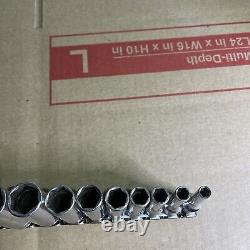 Snap On 11pc 3/8 Drive 6-Point Deep SAE Chrome Socket Set 1/4-7/8 211SFSY