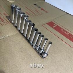 Snap On 11pc 3/8 Drive 6-Point Deep SAE Chrome Socket Set 1/4-7/8 211SFSY