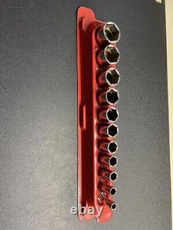 Snap On 11pc 3/8 Drive 6-Point Semi-Deep Chrome Socket Set 1/4-7/8 211FSSY