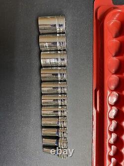 Snap On 11pc 3/8 Drive 6-Point Semi-Deep Chrome Socket Set 1/4-7/8 211FSSY