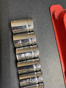 Snap On 11pc 3/8 Drive 6-Point Semi-Deep Chrome Socket Set 1/4-7/8 211FSSY