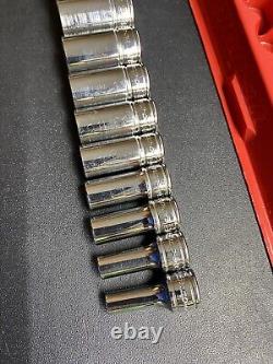 Snap On 11pc 3/8 Drive 6-Point Semi-Deep Chrome Socket Set 1/4-7/8 211FSSY