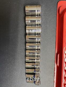 Snap On 11pc 3/8 Drive 6-Point Semi-Deep Chrome Socket Set 1/4-7/8 211FSSY