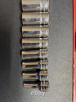 Snap On 11pc 3/8 Drive 6-Point Semi-Deep Chrome Socket Set 1/4-7/8 211FSSY