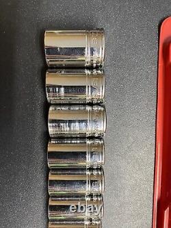 Snap On 11pc 3/8 Drive 6-Point Semi-Deep Chrome Socket Set 1/4-7/8 211FSSY