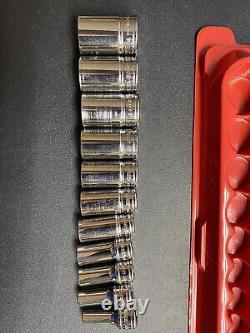 Snap On 11pc 3/8 Drive 6-Point Semi-Deep Chrome Socket Set 1/4-7/8 211FSSY