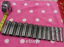 Snap-On 12 Pc 1/2 Drive 6 Point Standard Flank Drive Deep Socket Set 313TSYA