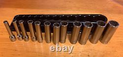 Snap On 12 Piece 1/4 Drive 6-point Metric Deep Socket Set 5mm-15mm 112stmmy