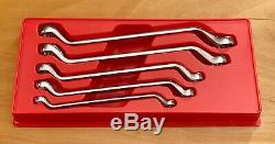 Snap-On 12-Point SAE Flank Drive Std 60° Deep Offset Box Wrench Set XO605 5 pc