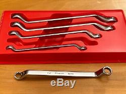 Snap-On 12-Point SAE Flank Drive Std 60° Deep Offset Box Wrench Set XO605 5 pc