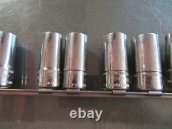 Snap On 12 pc 3/8 Drive 6-Point Metric Flank Drive Semi-Deep Socket Set212FSMS