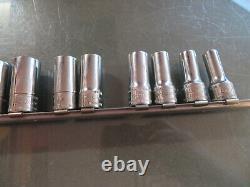 Snap On 12 pc 3/8 Drive 6-Point Metric Flank Drive Semi-Deep Socket Set212FSMS