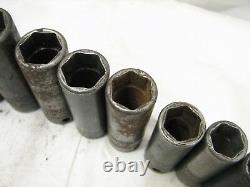 Snap-On 12 pc Deep Well 3/8 drive Metric Impact Sockets 8-24mm 6-Point