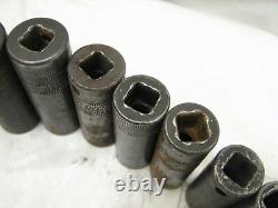 Snap-On 12 pc Deep Well 3/8 drive Metric Impact Sockets 8-24mm 6-Point