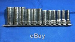 Snap-On 12pc 3/8 Dr 12 Point Metric Flank Drive Deep Socket Set 8-19mm 212SFMY