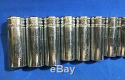 Snap-On 12pc 3/8 Dr 12 Point Metric Flank Drive Deep Socket Set 8-19mm 212SFMY