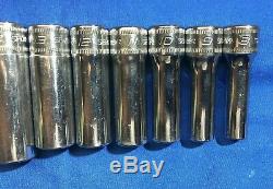 Snap-On 12pc 3/8 Dr 12 Point Metric Flank Drive Deep Socket Set 8-19mm 212SFMY