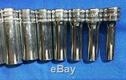 Snap-On 12pc 3/8 Dr 12 Point Metric Flank Drive Deep Socket Set 8-19mm 212SFMY