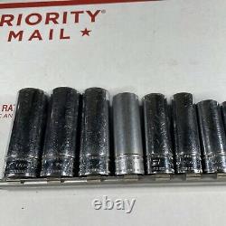 Snap On 12pc 3/8 Drive 6-Point Deep Metric Chrome Socket Set 8-19MM 212SFSMY