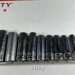 Snap On 12pc 3/8 Drive 6-Point Deep Metric Chrome Socket Set 8-19MM 212SFSMY