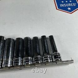 Snap On 12pc 3/8 Drive 6-Point Deep Metric Chrome Socket Set 8-19MM 212SFSMY