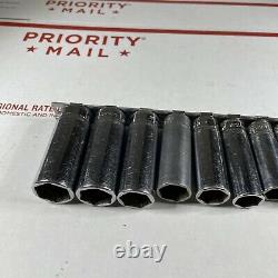 Snap On 12pc 3/8 Drive 6-Point Deep Metric Chrome Socket Set 8-19MM 212SFSMY