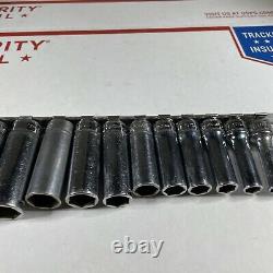 Snap On 12pc 3/8 Drive 6-Point Deep Metric Chrome Socket Set 8-19MM 212SFSMY