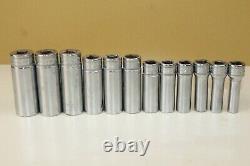 Snap On 12pc Metric 3/8 Drive 6 Point Deep Socket 8-19mm SFSM (locGC4) USED