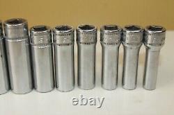 Snap On 12pc Metric 3/8 Drive 6 Point Deep Socket 8-19mm SFSM (locGC4) USED