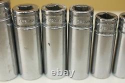 Snap On 12pc Metric 3/8 Drive 6 Point Deep Socket 8-19mm SFSM (locGC4) USED