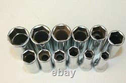 Snap On 12pc Metric 3/8 Drive 6 Point Deep Socket 8-19mm SFSM (locGC4) USED