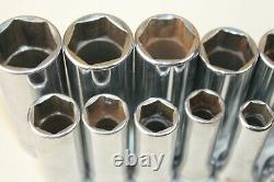 Snap On 12pc Metric 3/8 Drive 6 Point Deep Socket 8-19mm SFSM (locGC4) USED