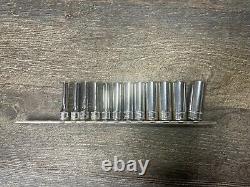 Snap On 12pc metric 4mm-15mm 6 point ¼ drive deep well socket set. FREE S&H