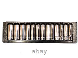 Snap On 13 Piece 1/2 Drive 12 POINT Metric Deep Socket Set 12 to 24MM 313SMYA