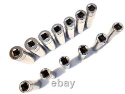 Snap On 13 Piece 1/2 Drive 12 POINT Metric Deep Socket Set 12 to 24MM 313SMYA
