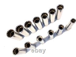 Snap On 13 Piece 1/2 Drive 12 POINT Metric Deep Socket Set 12 to 24MM 313SMYA