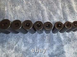 Snap On 13 pc 1/2 Dr 6-Point SAE Flank Drive Deep Impact Socket Set 1/2-1-1/4