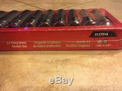 Snap On 13 pc 1/2 Drive 6-Point SAE Flank Drive Deep Socket Set (3/81-1/8)