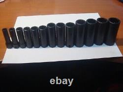 Snap-On 13 pc 3/8 Drive 6-Point Deep Impact Socket Set-(8-19 and 21mm) (NEW)