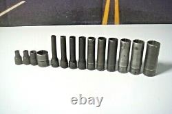 Snap-On 14 pc 1/4 Drive 12-Point Deep Shallow Oxide Socket Set 3/16 9/16 N4
