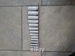 Snap On 14pc SAE 6 Point Deep Socket Set 3/8 Drive