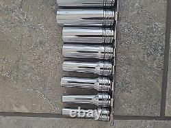 Snap On 14pc SAE 6 Point Deep Socket Set 3/8 Drive