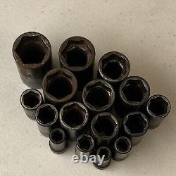 Snap On 16 Piece Socket Set 3/8 Drive 6 Point Deep Well Part #SIFM